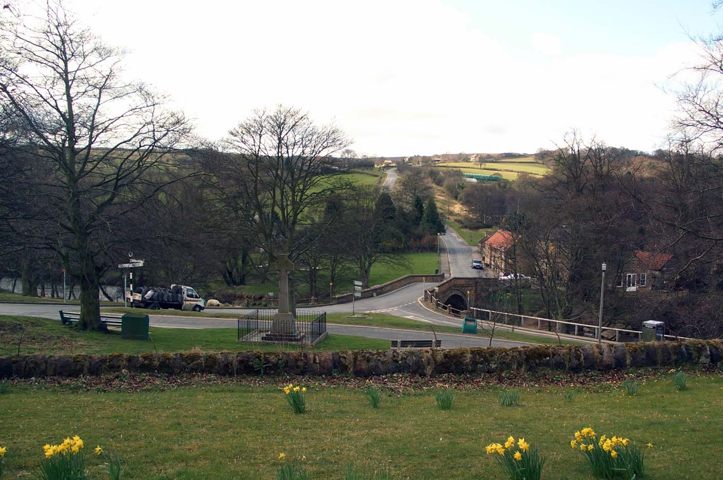 Lealholm village green and stepping stones